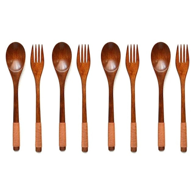 Wooden Japanese Spoon and Fork Set